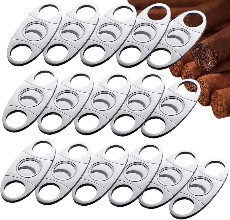 MPEEJ Cigar Cutter Guillotine, Stainless Steel Smooth Cigar Clippers Double Cut Blade, 16 Pack Silver Exquisite Cigar Scissors Accessories - Image 1